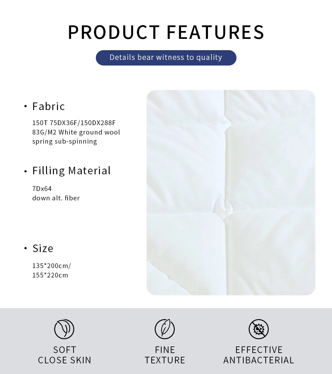 Hypoallergenic Home Textile Full Queen Size Pongee Fiber Quilt Duvet for All Season